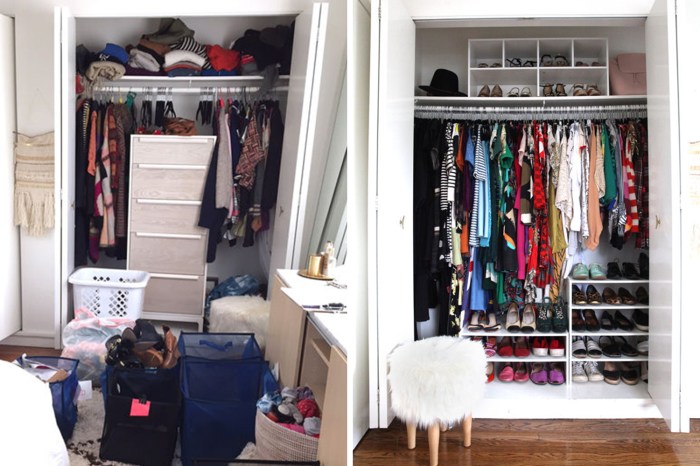 Closet organized before wardrobe after organize transformation afters